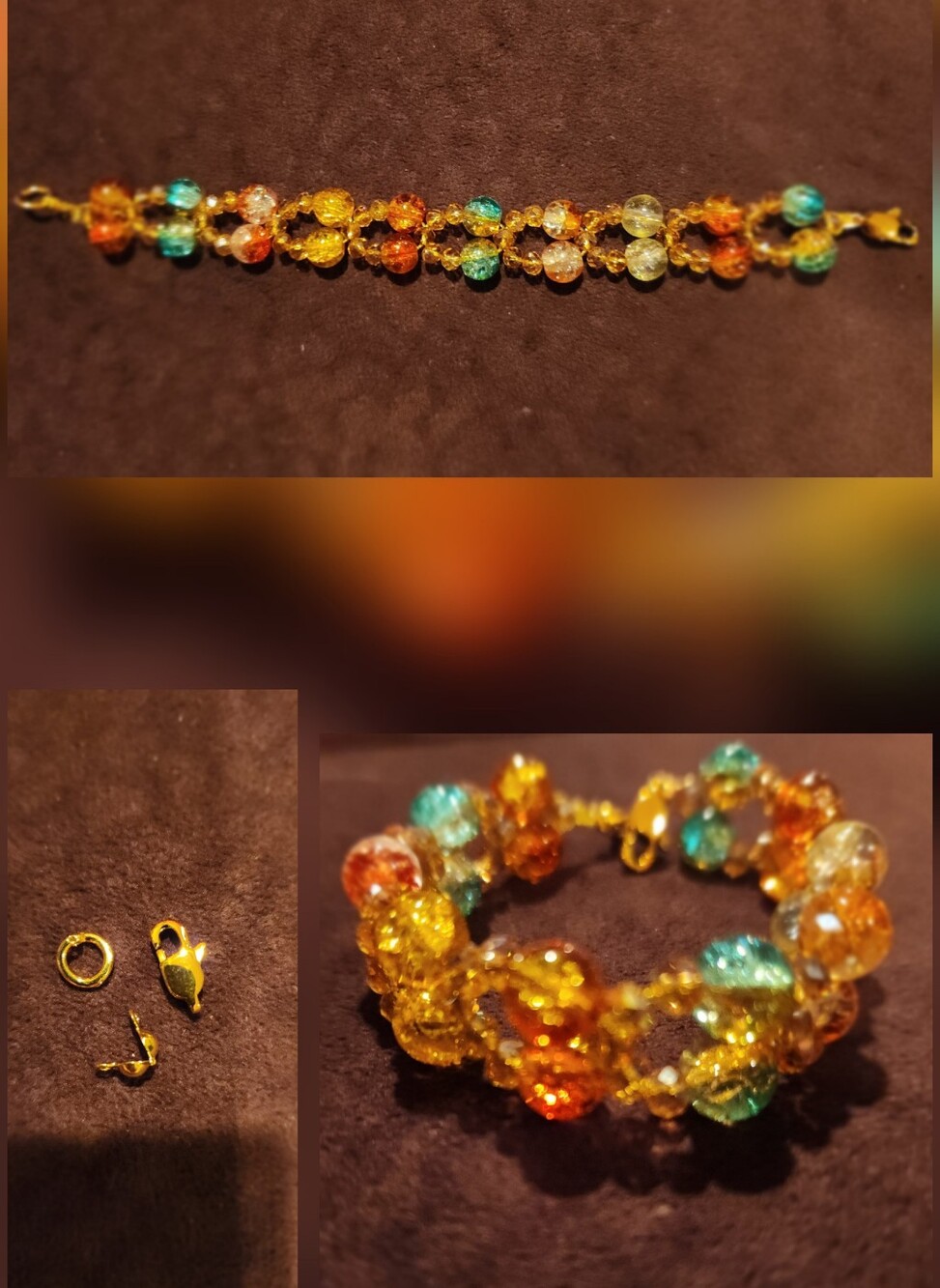 Multicolor Glass Bead Cluster Bracelet